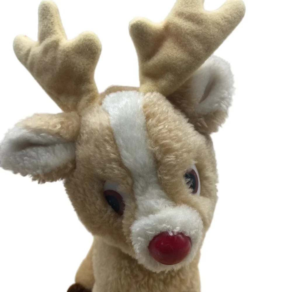 Russ Roscoe the Red Nosed Reindeer‎ Deer Buck Stuffed Plush Animal Toy 9 Inch